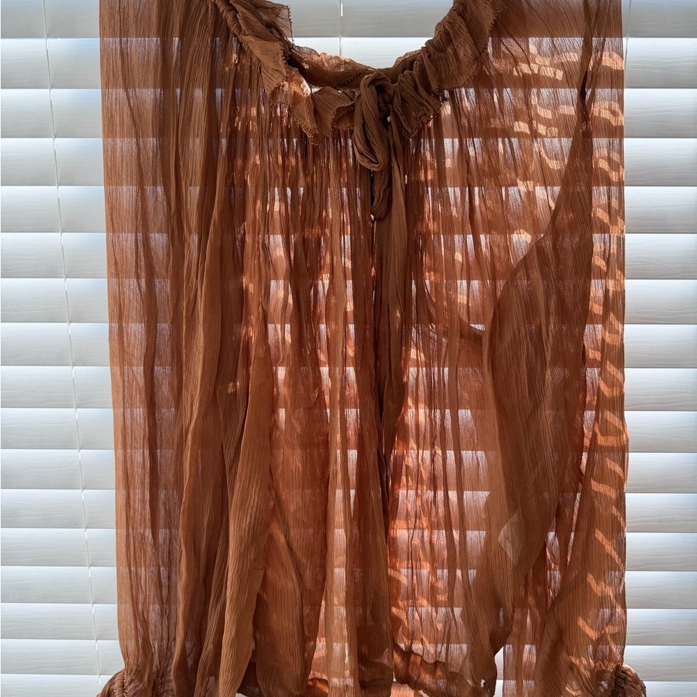 Free People Brown Sheer Women's Top